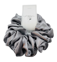 Load image into Gallery viewer, MONROE - LIGHT SILVER/GREY  SATIN SCRUNCHIE HAIR TIE
